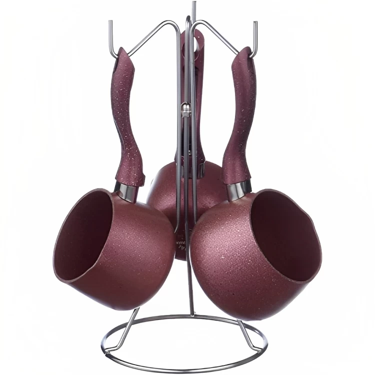 طقم كنك قهوة جرانيت، 4 قطع - احمر غامق تركي